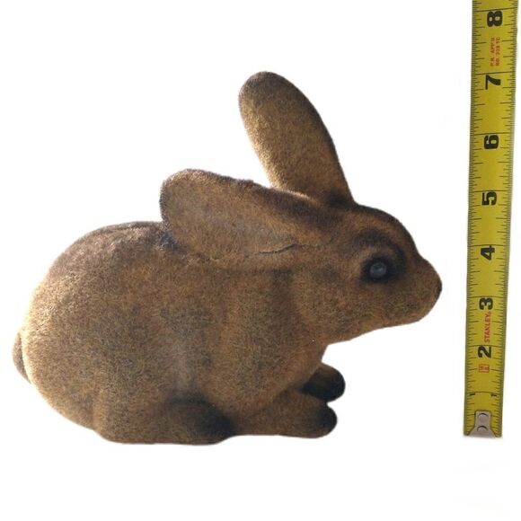 Vtg Flocked Rabbit Bank Bunny Easter REALISTIC Figural 80s Brown Fuzzy Stopper. - Picture 11 of 16